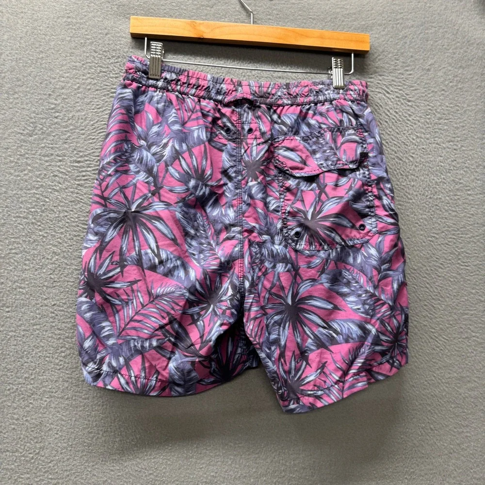 Faherty Reserve Swim Shorts Mens Medium Trunks Mesh Lined Pink Blue Tropical